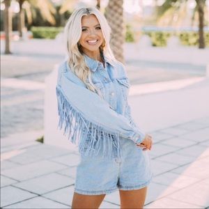Fringe denim romper, Le Lis Denim Romper, Shop These Three